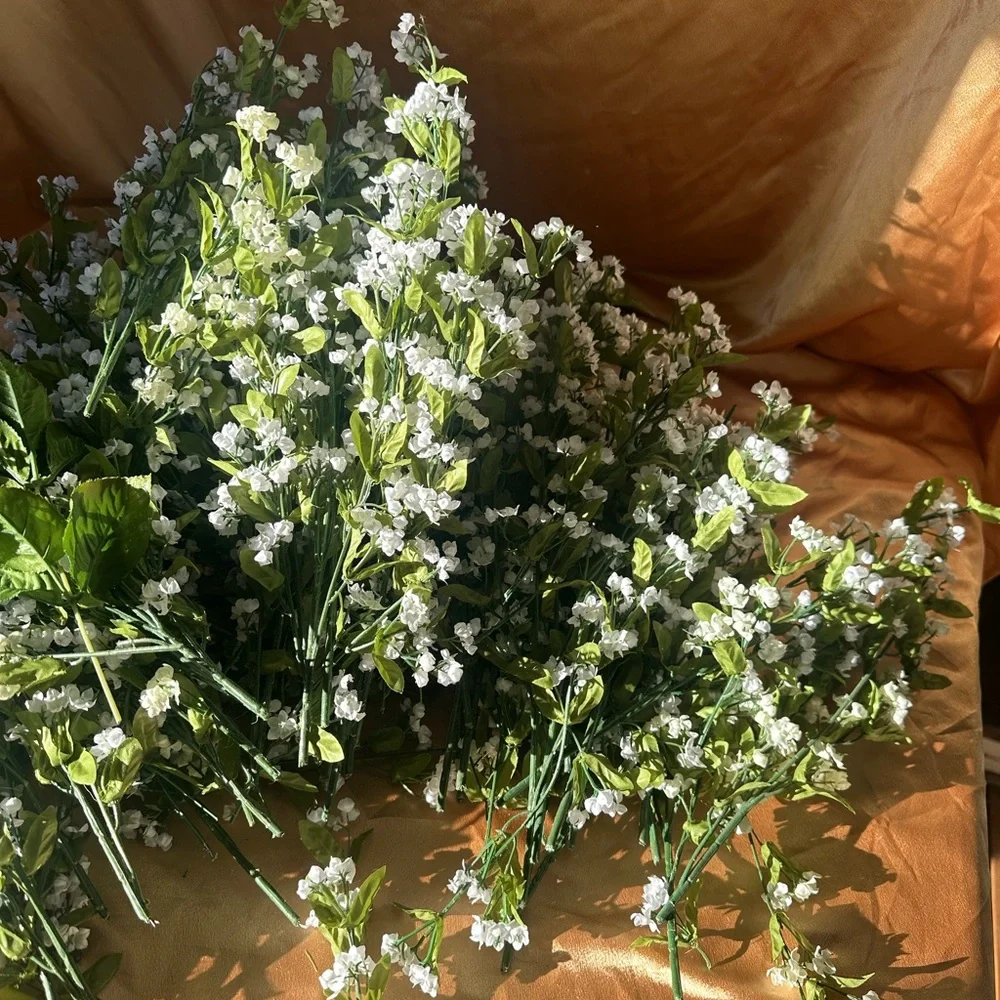 Huge lot of Artificial White and Green baby’s breath Flowers